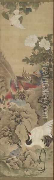 Birds and Flowers Qing Dynasty Kangxi Period 3 Oil Painting - Wu Huan