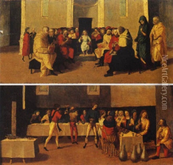 Cristo Con I Dottori Oil Painting - Giovanni Francesco Caroto