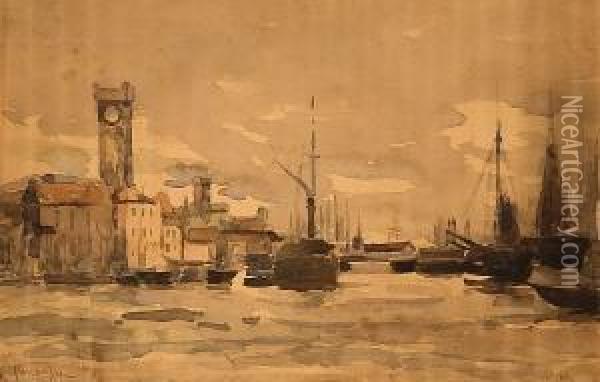 Bassin Du Commerce, Ostende Oil Painting - Pericles Pantazis