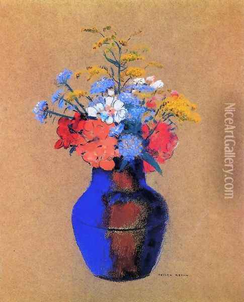 Wild Flowers In A Vase Oil Painting - Odilon Redon