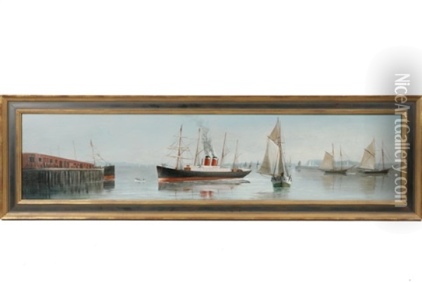 View Of Portland Harbor Oil Painting - Franklin Stanwood