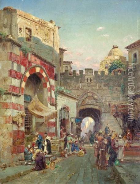 Stadttor In Jerusalem Oil Painting - Carl Wuttke