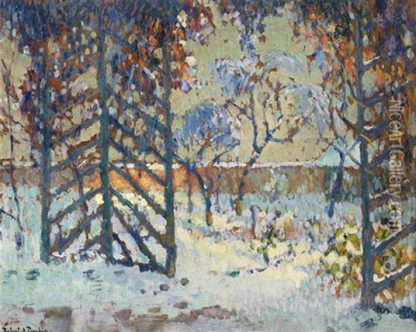 Garden Under Snow Oil Painting - Robert Antoine Pinchon