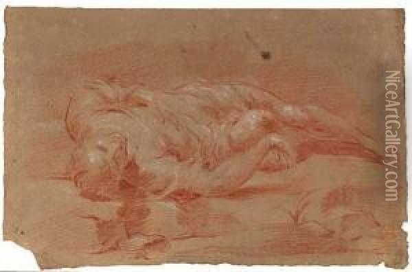 Study Of A Young Man Lying On His Back Oil Painting - Ubaldo Gandolfi