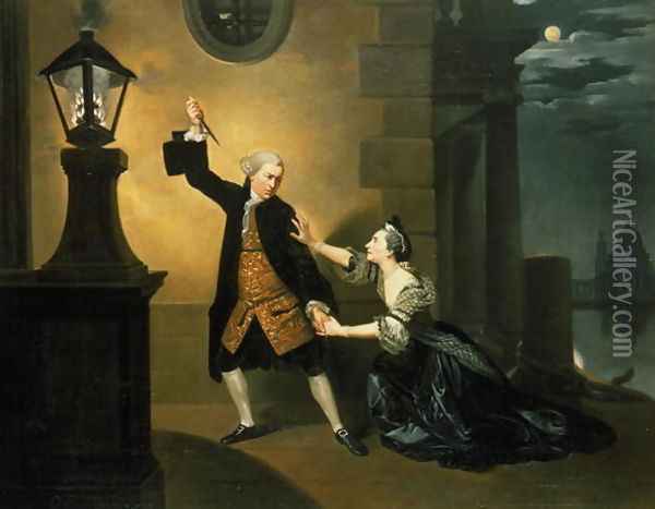 David Garrick (1717-79) as Jaffier and Susannah Maria Cibber (1714-76) as Belvidera in 'Venice Preserv'd, or A Plot Discovered' by Thomas Otway at the Drury Lane Theatre, 1762-63 Oil Painting - Johann Zoffany