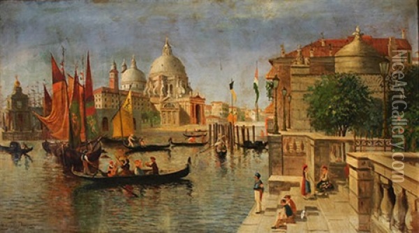 Venetian Canal Scene Oil Painting - William Livingstone Anderson