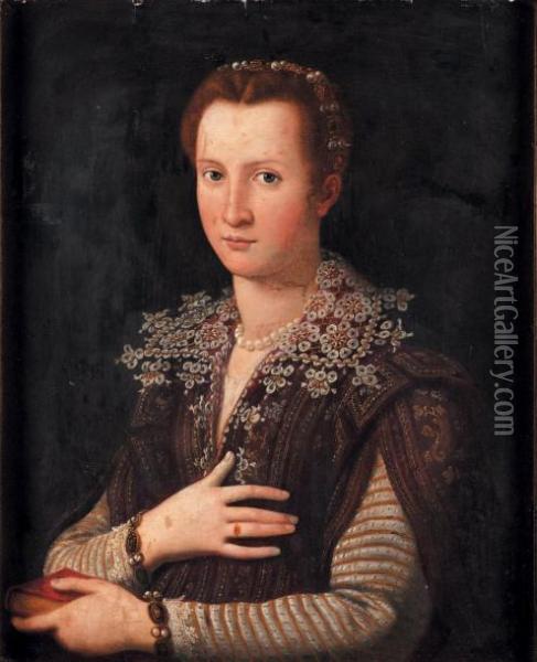 Portrait De Leonora De Medicis Oil Painting - Alessandro Allori