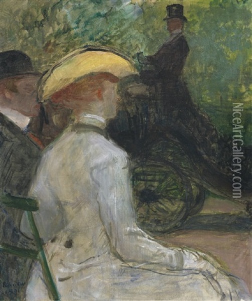 Au Bois De Bologne Oil Painting - Henri De Toulouse-Lautrec