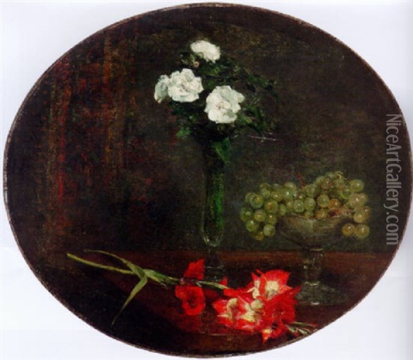Nature Morte Aux Fleurs Oil Painting - Henri Fantin-Latour