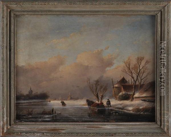 Winter Scene Oil Painting - Jan Jacob Coenraad Spohler