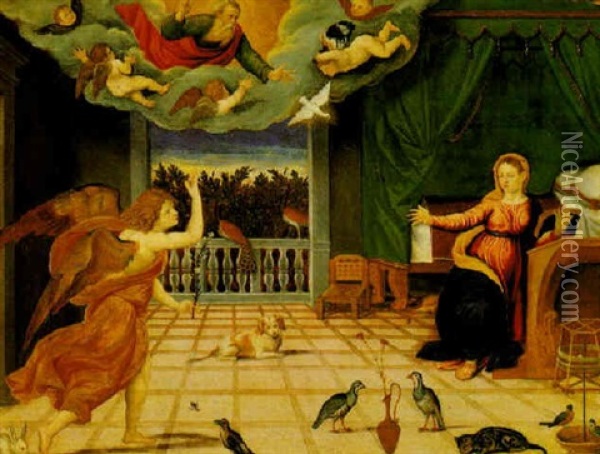The Annunciation Oil Painting - Francesco di Gerolamo da Santacroce