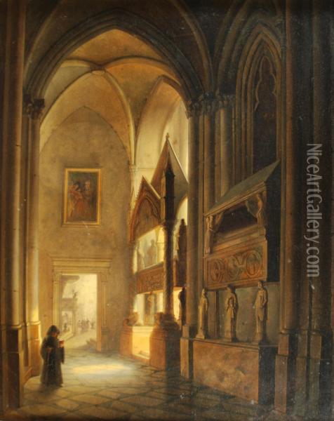 Interno Della Chiesa Di San Lorenzo Maggiore Oil Painting - Maria Carolina Di Borbone
