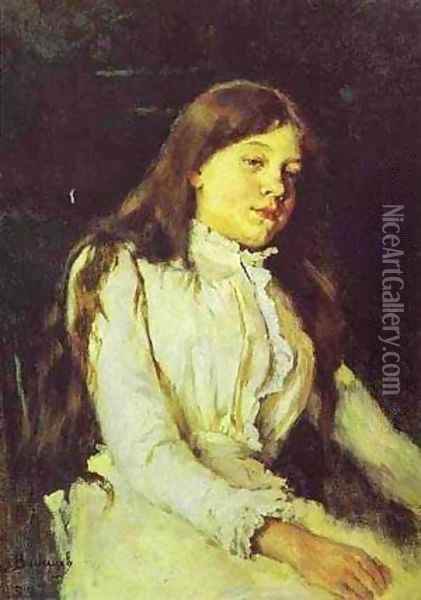 Portrait Of Natalia Mamontova 1883 Oil Painting - Viktor Vasnetsov