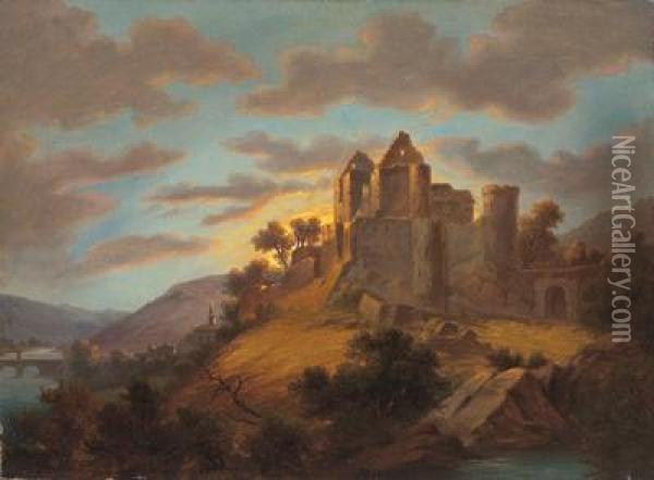Evening Above A Fort Grounds Oil Painting - Franz Anton Feilhammer