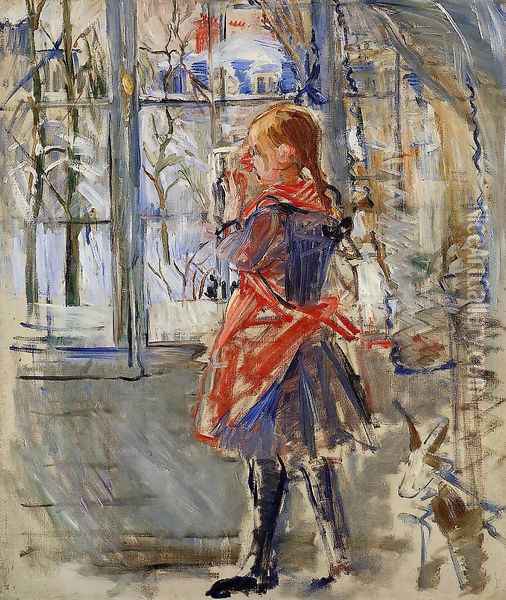 Child with a Red Apron Oil Painting - Berthe Morisot