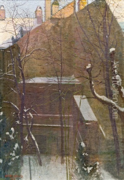 Haus Im Winter Oil Painting - Friedrich Koenig