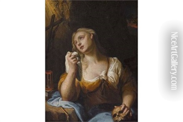 Busende Maria Magdalena Oil Painting - Christian (Johann C. Thomas) Winck