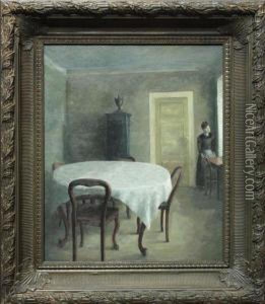 The Dining Room Oil Painting - Vilhelm Hammershoi