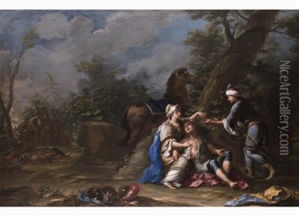 Die Krankenheilung Des Verwundeten Reiters Oil Painting - Jean-Baptiste van Loo