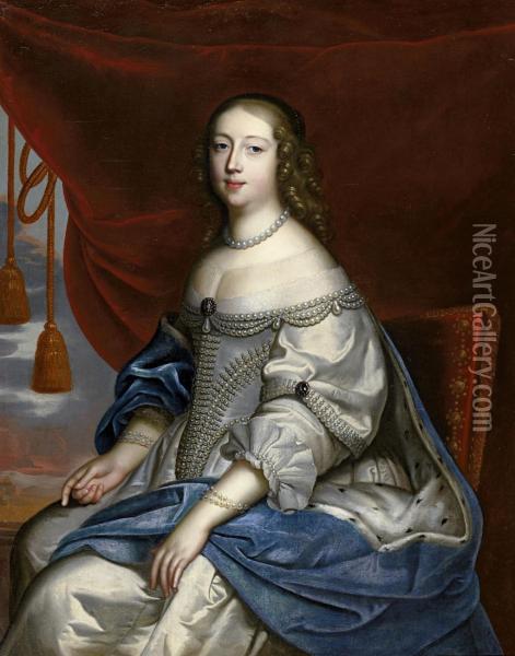 Bildnis Der Anne Louise D'orleans, Duchesse De Montpensier Oil Painting - Henri Beaubrun