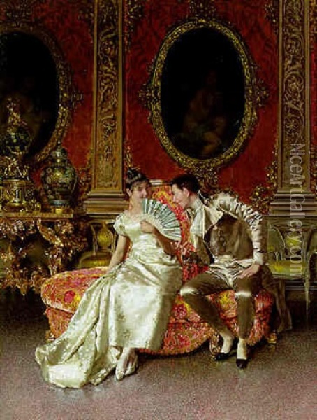 Flirtation Oil Painting - Vittorio Reggianini