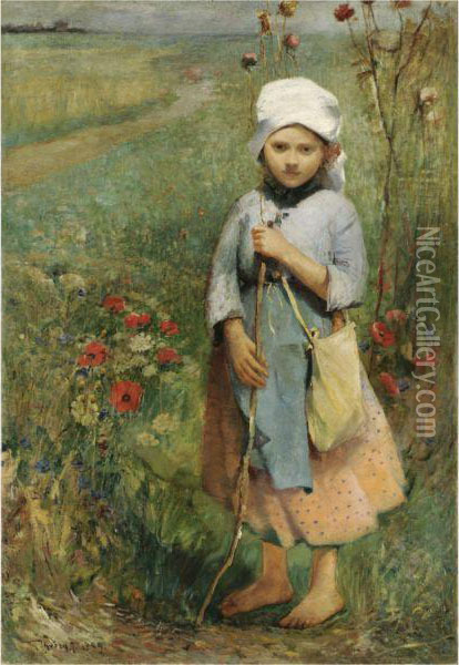 Shepherd Girl Oil Painting - Ignac Ujvary