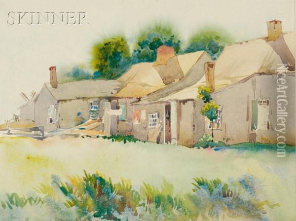 Nantucket Houses Oil Painting - Valere Bernard