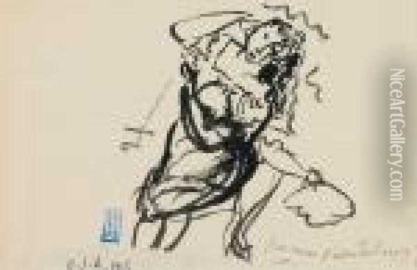 L'eventail Oil Painting - Jules Pascin