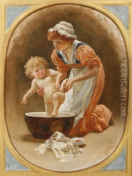 Bathtime Oil Painting - Alice (Alice Morgan) Havers
