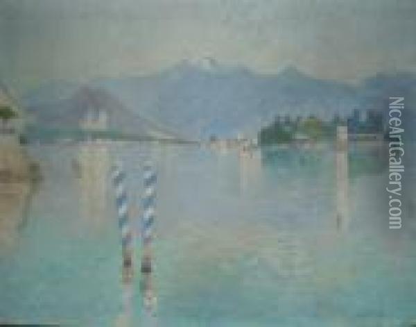 Le Lac Leman Oil Painting - Louis Chalon