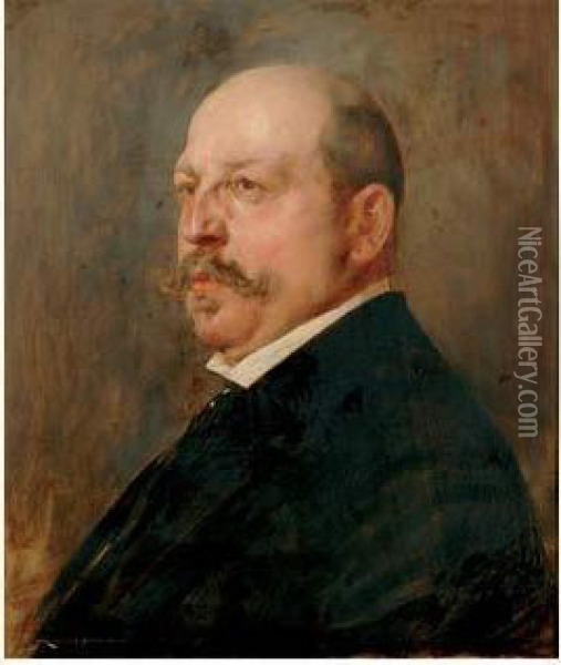 Portrait D'homme Oil Painting - Bertalan Karlovszky