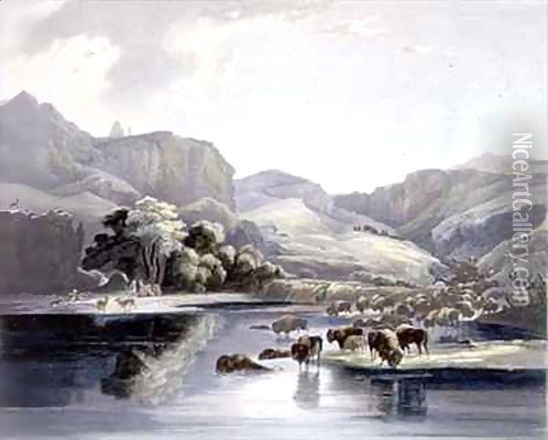 Herds of Bison and Elk on the Upper Missouri Oil Painting - Karl Bodmer