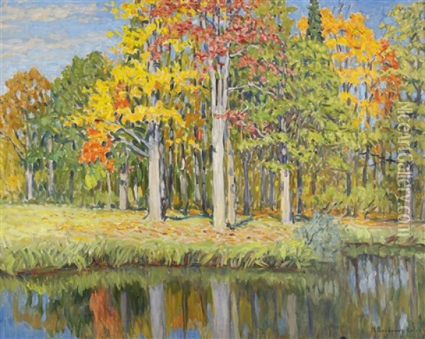 Autumn Landscape Oil Painting - Nikolai Petrovich Bogdanov-Bel'sky