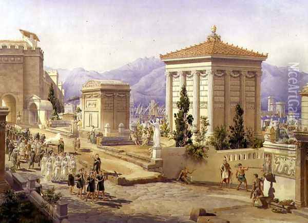 The Via dei Sarpolcri, Pompeii, c.1855 Oil Painting - Frederick Pepys Cockerell