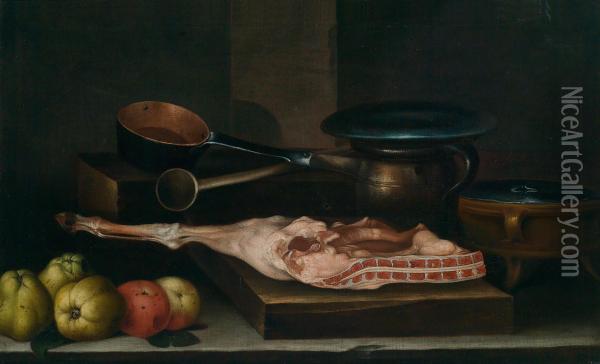 Natura Morta Di Cucina Con Pentole Oil Painting - Martin Dichtl