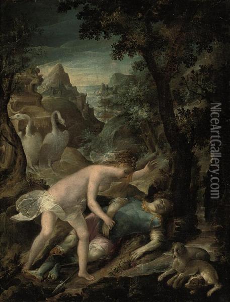 The Death Of Adonis Oil Painting - Jacopo Zanguidi, Called Jacopo Bertoija