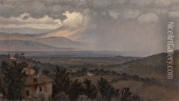 Umbrian Landscape, Italy Oil Painting - Elihu Vedder