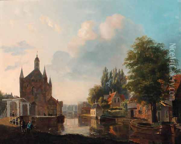 Morning on the canal Oil Painting - Carel Jacobus Behr
