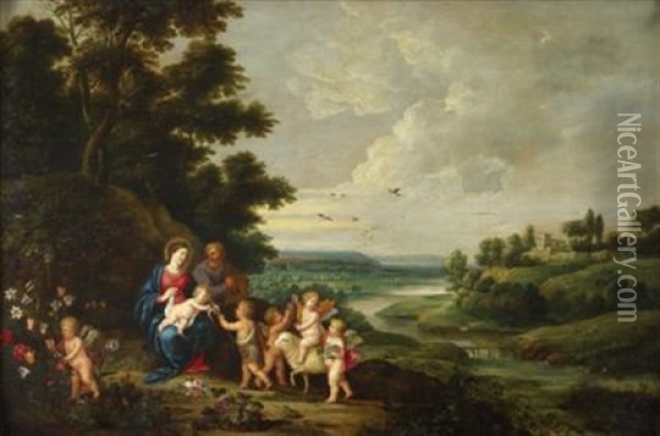 Adoration Of The Holy Family Oil Painting - Peeter Van Avont