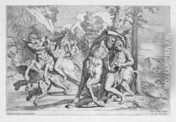 Der Kentaur Chiron Lehrt Achilles Oil Painting - Giovanni Cesare Testa
