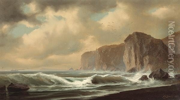 Coastal Cliffs Oil Painting - Gideon J. Denny
