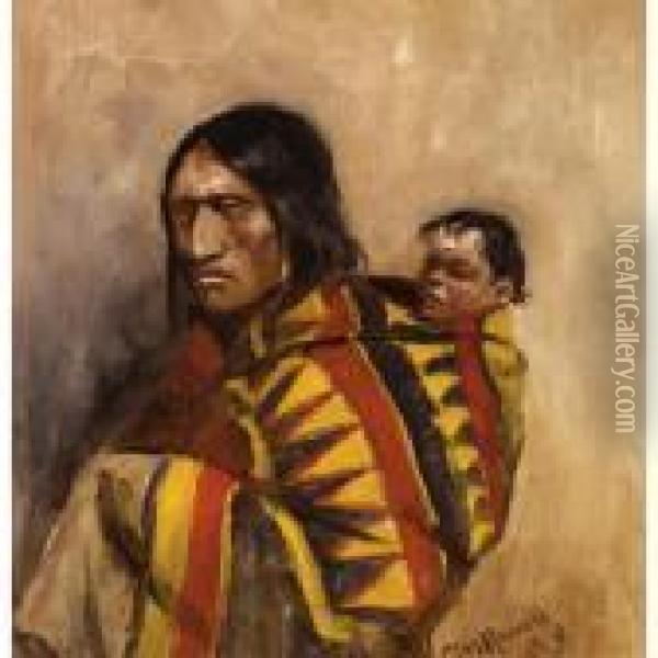 Stone-in-moccasin Woman Oil Painting - Charles Marion Russell