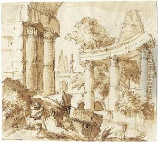 Architekturcapricco Mit Romischen Ruinen Oil Painting - Jacob Van Der Ulft