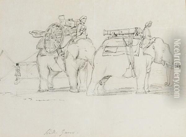 Cannon Being Transported By Elephant, India Oil Painting - Vincent, Lieutenant Eyre