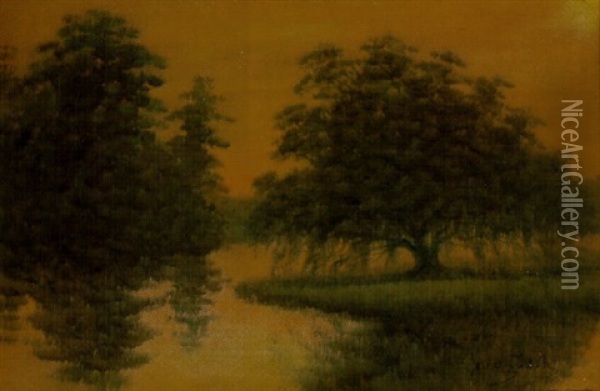 Sunset Over The Bayou Oil Painting - Alexander John Drysdale