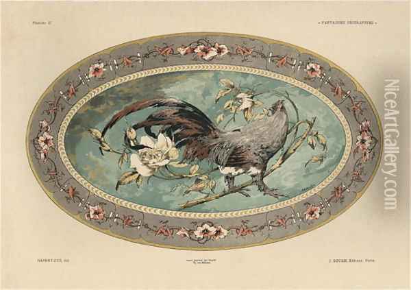 Cock plate 37 from Fantaisies decoratives Oil Painting - Jules Auguste Habert-Dys
