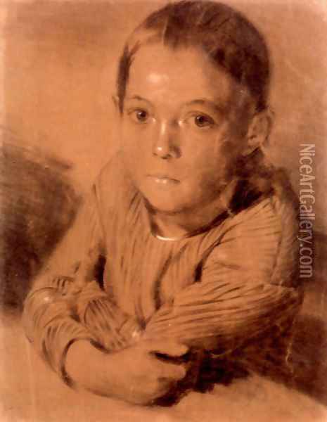 Drawing of a Boy Oil Painting - Adolph von Menzel