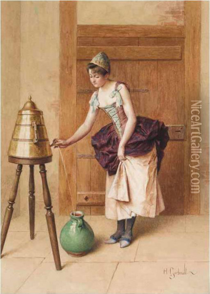 Lady Getting Water Oil Painting - Henry Gerbault