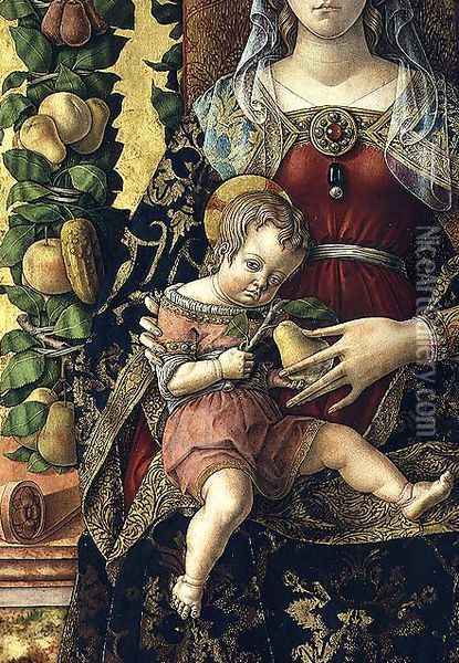 Madonna of the Little Candle (detail) Oil Painting - Carlo Crivelli