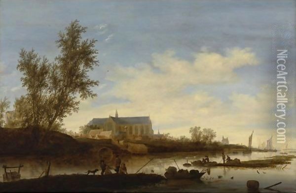 A View Of Alkmaar With The Sint Laurenskerk From The North Oil Painting - Salomon van Ruysdael